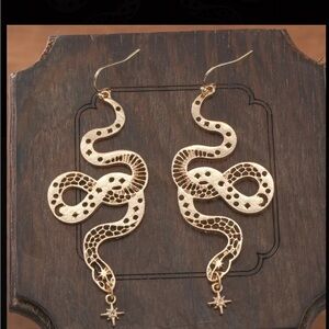 Boho Gold Snake Drop Earrings | Year of the Snake